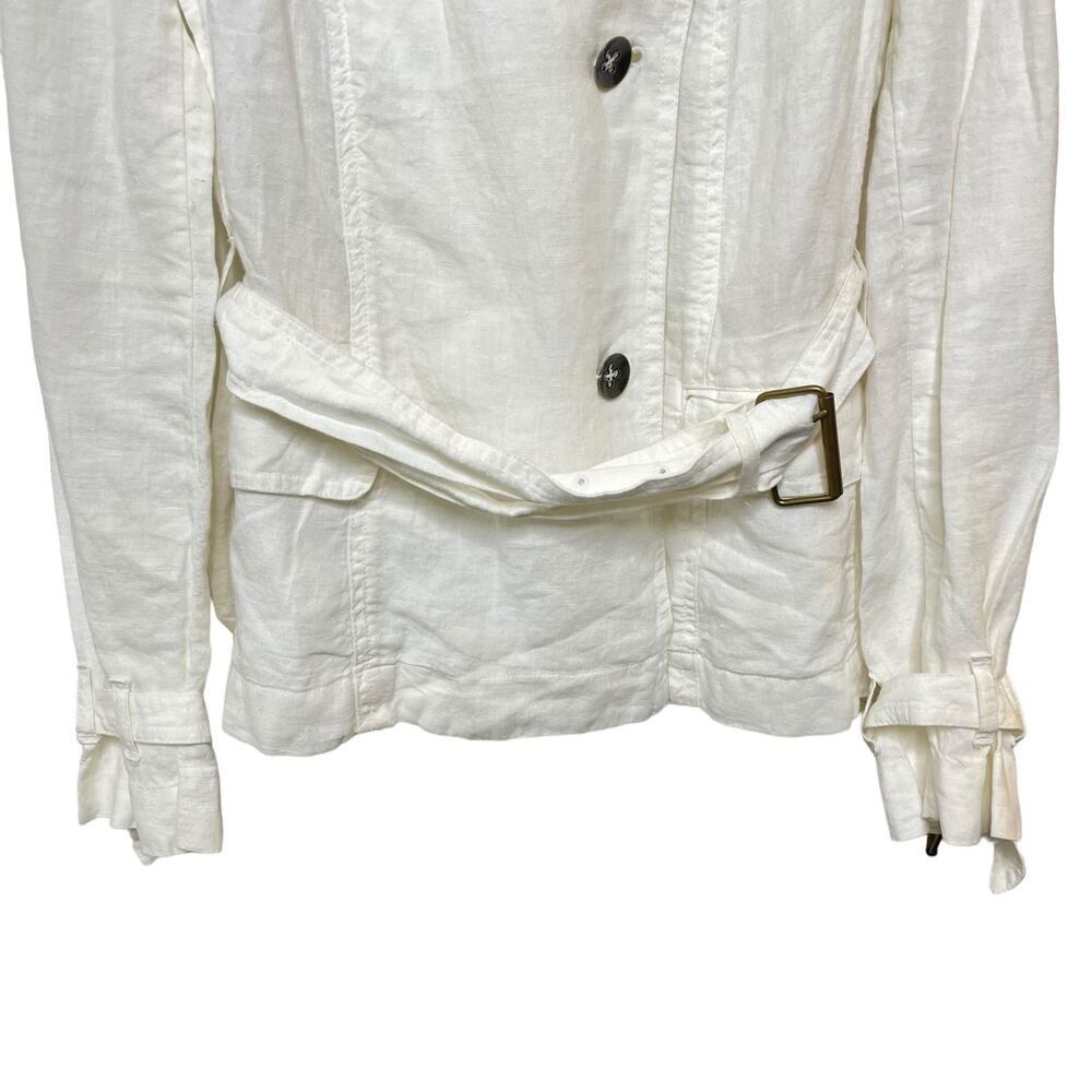 NWT Talbots White 100% Linen Utility Jacket Coat Military Style Womens Size 6 - Picture 4 of 11